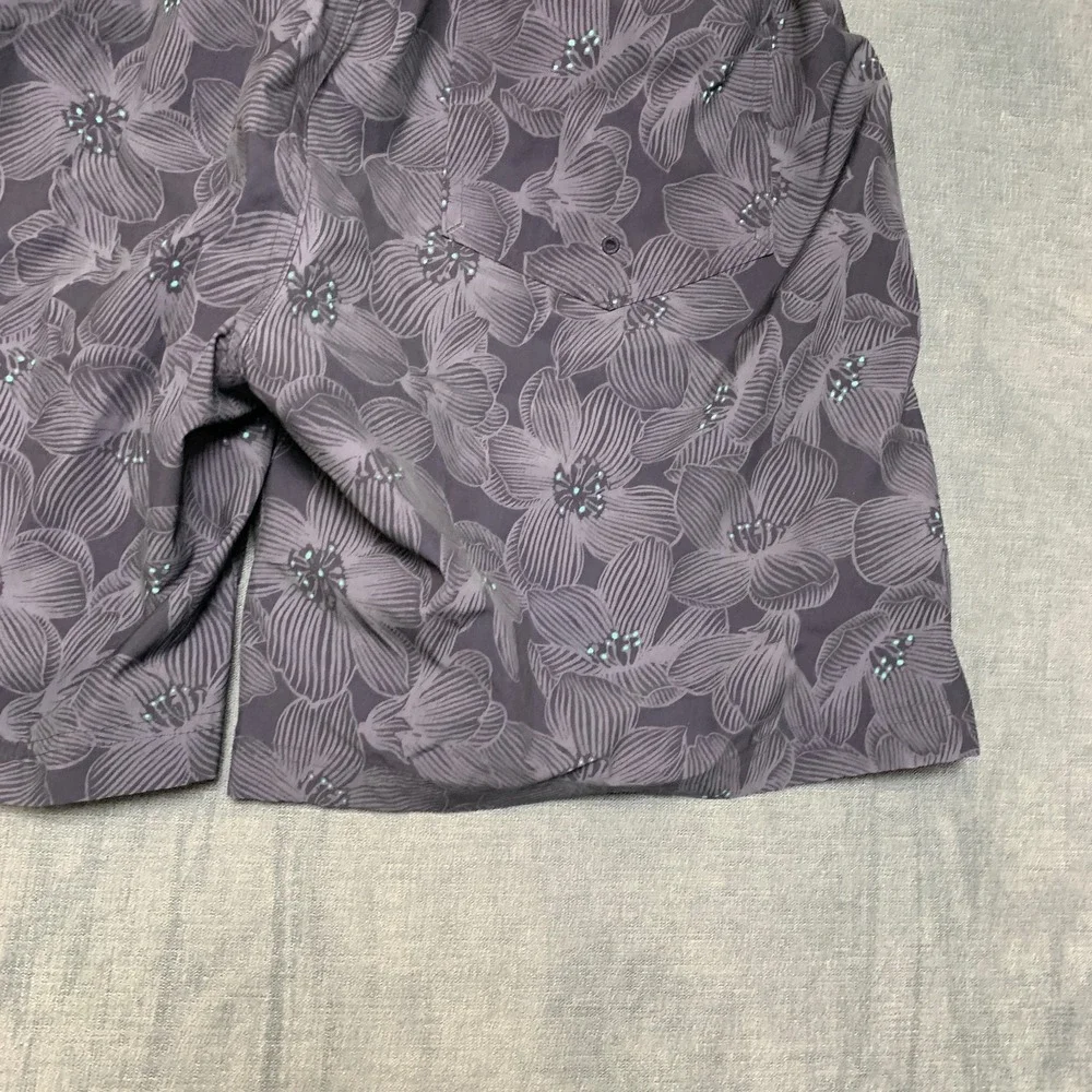 Hurley Board Shorts Men XL Gray Floral Comfort Stretch Drawstring Waist Swimwear
